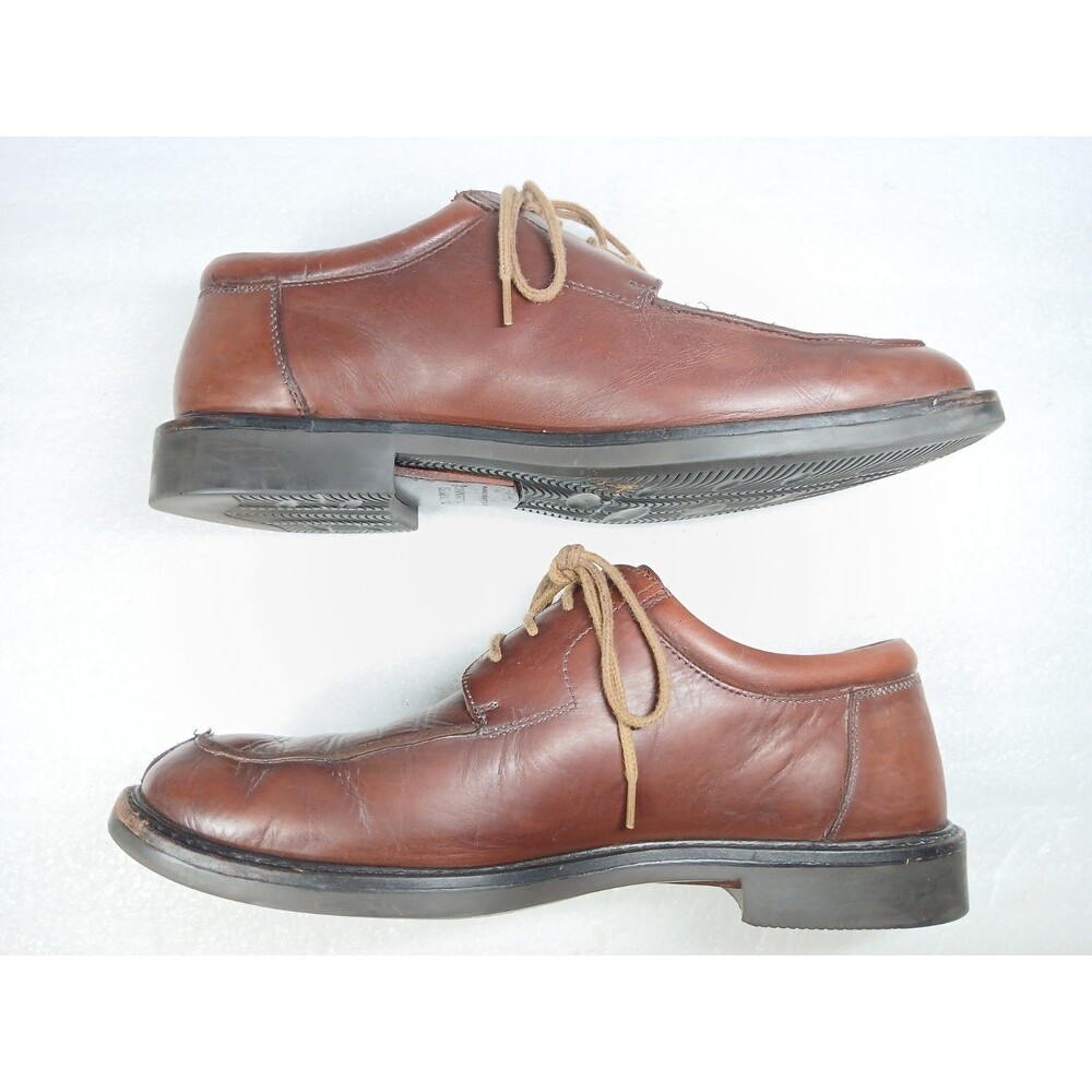 Johnston & Murphy Brown Leather Derby 9.5W Cognac Lace Up Dress Shoes